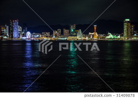 Kobe mosaic, Harborland, Kobe, night view, Meriken wharf 31409878