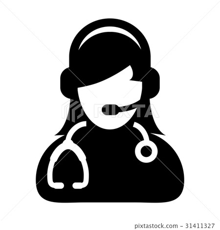 Woman Doctor Icon - Vector Online Consultation 31411327