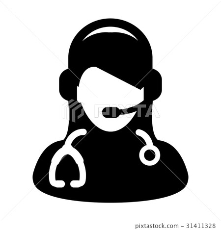 Woman Doctor Icon - Vector Online Consultation Woman Doctor Icon - Vector Online Consultation 31411328