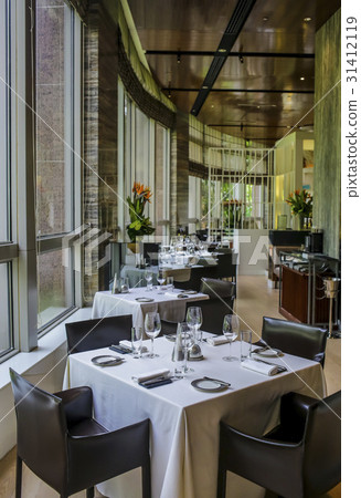 Beautifully set dinner table 31412119