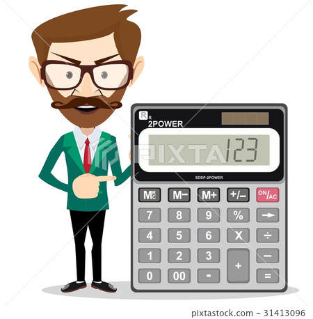 Mathematical Man Holding Calculator Mathematical Man Holding Calculator 31413096