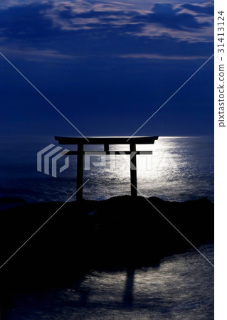 Oasama海岸在月光下的夜晚 31413124