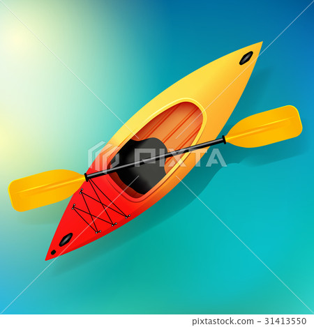 Kayak and paddle Vector on water illustration of 31413550