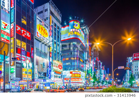 東京新宿歌舞伎町夜景 照片素材 圖片 圖庫