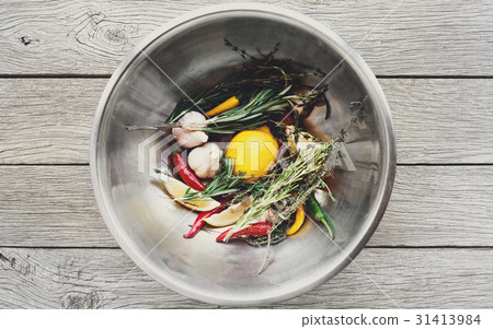 Cooking ingredients background, herbs and Cooking ingredients background, herbs and 31413984