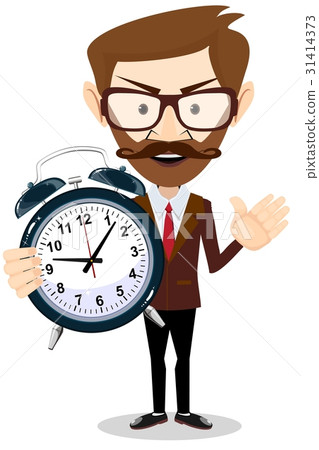 Human with alarm clock. 31414373