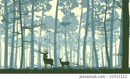 Abstract illustration of wild animals in wood. Abstract illustration of wild animals in wood. 31415122