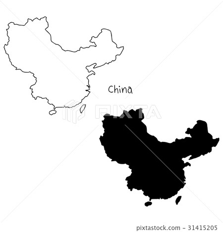 outline and silhouette map of China outline and silhouette map of China 31415205
