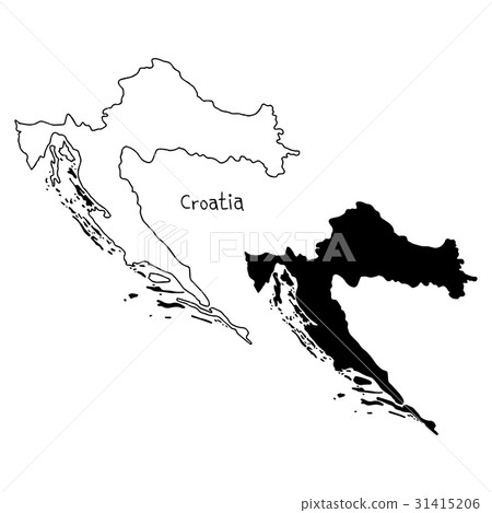 outline and silhouette map of Croatia  31415206