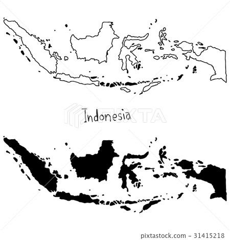 outline and silhouette map of Indonesia outline and silhouette map of Indonesia 31415218