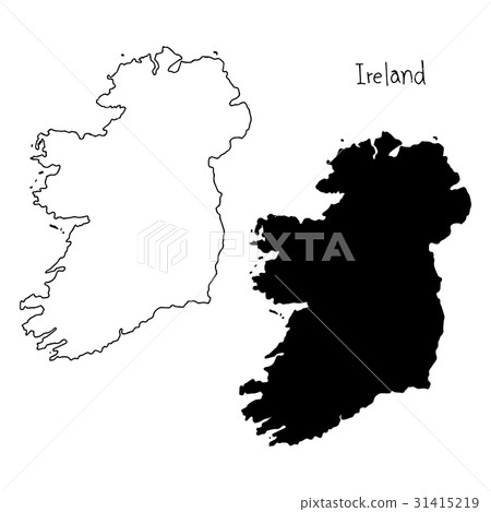 outline and silhouette map of Ireland - Stock Illustration [31415219 ...