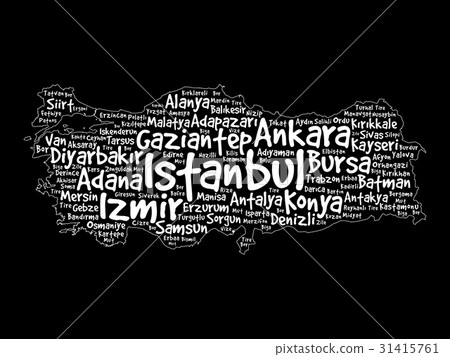 List of cities in Turkey word cloud map List of cities in Turkey word cloud map 31415761