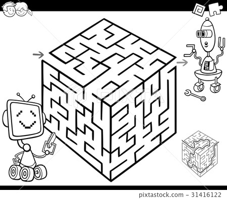 maze with robots for coloring maze with robots for coloring 31416122
