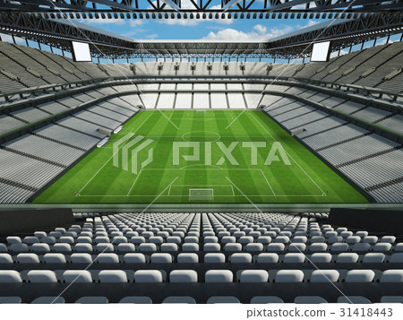 Large soccer football Stadium with white seats 31418443