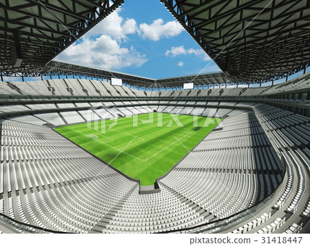 Large soccer football Stadium with white seats Large soccer football Stadium with white seats 31418447