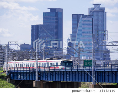 Nagoya City Nishi-ku, Rokujima · Urban landscape Meitetsu Nagoya main line Shonai River bridge and Nagoya station center Nagoya City Nishi-ku, Rokujima · Urban landscape Meitetsu Nagoya main line Shonai River bridge and Nagoya station center 31418449