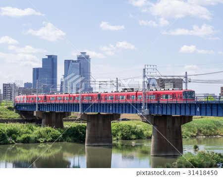 Nagoya City Nishi-ku, Rokujima · Urban landscape Meitetsu Nagoya main line Shonai River bridge and Nagoya station center Nagoya City Nishi-ku, Rokujima · Urban landscape Meitetsu Nagoya main line Shonai River bridge and Nagoya station center 31418450