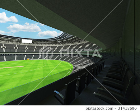 Beautiful modern cricket stadium with black seats 31418690