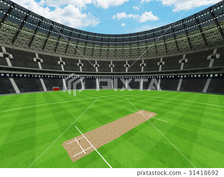 Beautiful modern cricket stadium with black seats - Stock Illustration ...