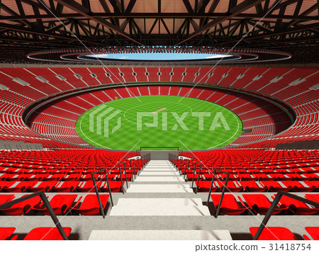 Beautiful modern cricket stadium with red seats Beautiful modern cricket stadium with red seats 31418754