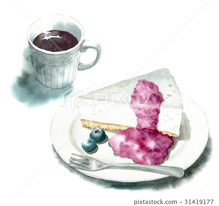 套罕見的乳酪蛋糕和咖啡 套罕見的乳酪蛋糕和咖啡 31419177