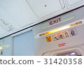 Exit sign and symbols in an aircraft cabin 31420358