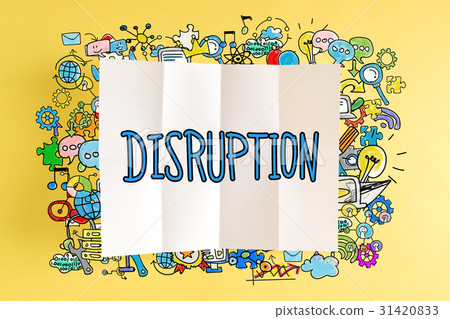Disruption text with colorful illustrations 31420833