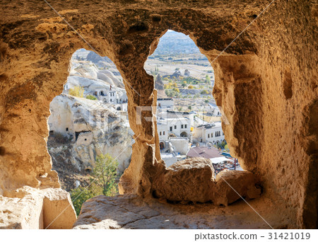 View through carved cave window Cappadocia. Turkey 31421019