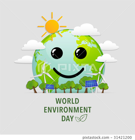 World environment day with world smile face - Stock Illustration ...