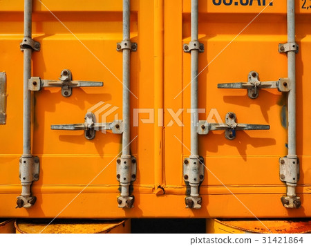Yellow container door on warehouse 31421864
