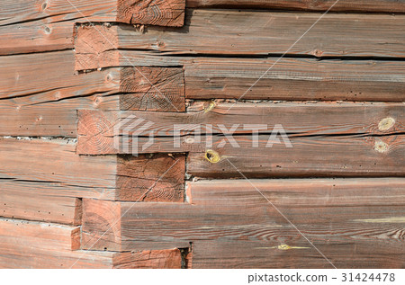 Log masonry. Corner of the log cabin made of logs Log masonry. Corner of the log cabin made of logs 31424478