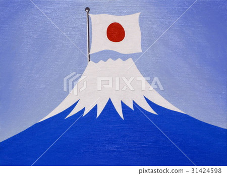 Oil Painting illustration Mt.Fuji with Japanese Frag 31424598