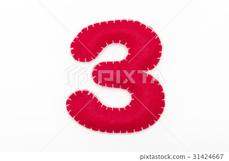 Red felt number 3 Red felt number 3 31424667
