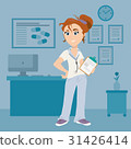 Female doctor with clipboard in medical room 31426414