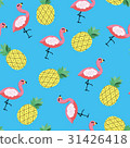 Seamless vector tropical pattern with pineapple 31426418
