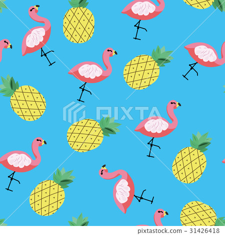 Seamless vector tropical pattern with pineapple Seamless vector tropical pattern with pineapple 31426418