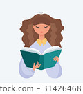 Portrait of brunette woman reading book 31426468