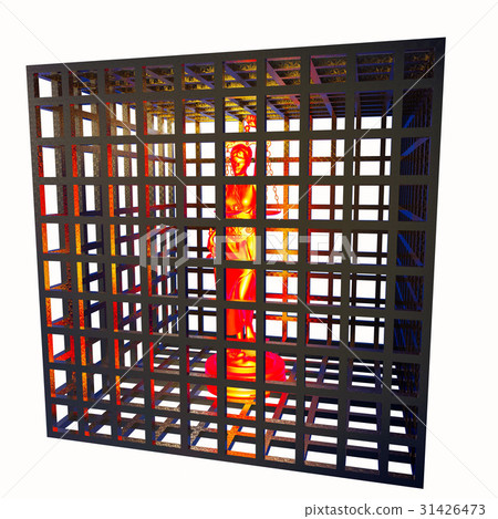 Greek goddess of law and justice in cage 3D 31426473