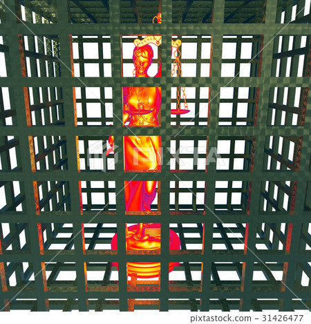 Greek goddess of law and justice in cage 3D 31426477