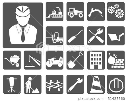 engineer and construction icon buttons set 31427360