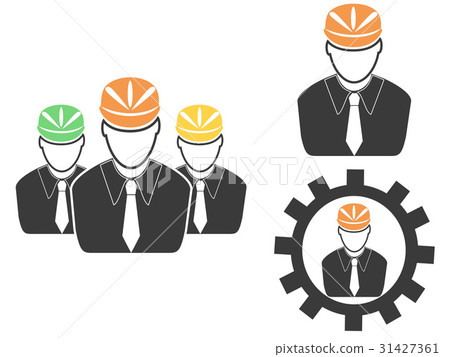 engineer head icons set 31427361