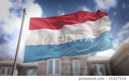 Luxembourg Flag 3D Rendering on Blue Sky Luxembourg Flag 3D Rendering on Blue Sky 31427514