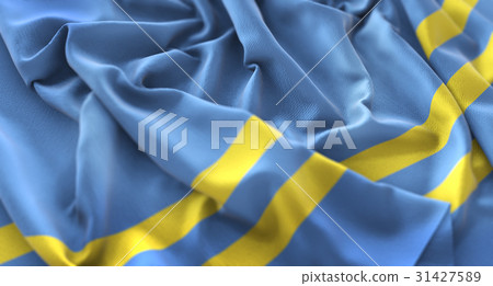 Aruba Flag Ruffled Beautifully Waving Macro 31427589