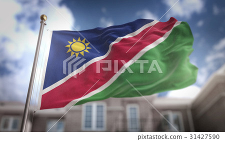 Namibia Flag 3D Rendering on Blue Sky 31427590