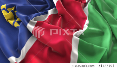 Namibia Flag Ruffled Beautifully Waving Macro 31427591