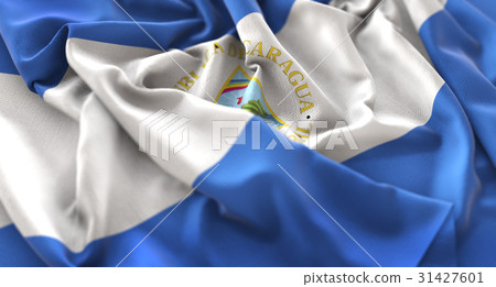 Nicaragua Flag Ruffled Beautifully Waving Nicaragua Flag Ruffled Beautifully Waving 31427601
