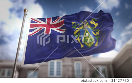 Pitcairn Islands Flag 3D Rendering on Blue Sky Pitcairn Islands Flag 3D Rendering on Blue Sky 31427780