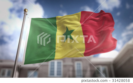 Senegal Flag 3D Rendering on Blue Sky Senegal Flag 3D Rendering on Blue Sky 31428058