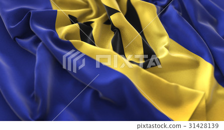 Barbados Flag Ruffled Beautifully Waving 31428139