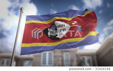 Swaziland Flag 3D Rendering on Blue Sky Building Swaziland Flag 3D Rendering on Blue Sky Building 31428148